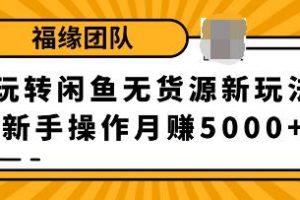 福源团队玩转闲鱼无货源新玩法，新手简单操作轻松月赚5000+