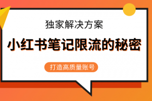 小红书笔记限流的秘密，被限流的笔记独家解决方案，打造高质量账号（共3节视频）