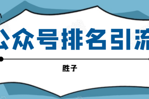 胜子老师微信公众号排名引流，微信10亿月活用户引流方法