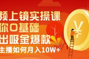 视频上镜实操课：带你0基础演出吸金爆款，赚钱主播如何月入10W+