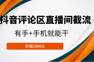 抖音评论区直播间截流，有手+手机就能干，门槛极低，模式可大量复制（价值1888元）