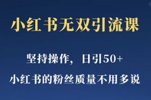 小红书无双课一天引50+女粉，不用做视频发视频，小白也很容易上手拿到结果【仅揭秘】