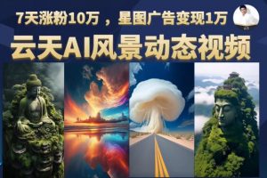 云天AI风景动图视频制作，7天涨粉10万，星图广告变现1万