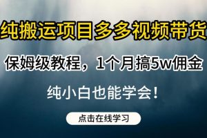 纯搬运项目多多视频带货保姆级教程，1个月搞5w佣金，纯小白也能学会【揭秘】