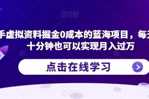 快手虚拟资料掘金0成本的蓝海项目，每天操作十分钟也可以实现月入过万【揭秘】