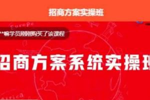 【一度招商】招商方案系统实操班 价值1980元