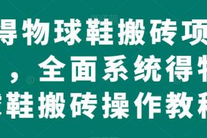 得物球鞋搬砖项目，全面系统得物球鞋搬砖操作教程【揭秘】