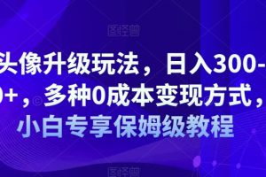 AI头像升级玩法，日入300-500+，多种0成本变现方式，小白专享保姆级教程【揭秘】