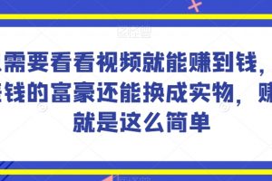 谁做过这么简单的项目？只需要看看视频就能赚到钱，不差钱的富豪还能换成实物，赚钱就是这么简单！【揭秘】