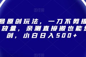 视频号原创玩法，一刀不剪提升5倍播放量，亲测直接搬也能过原创，小白日入500+【揭秘】