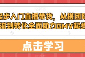 从0起步入门直播带货，​从搭团队到引流到转化全面助力GMV起步