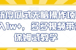 最新傻瓜式无脑操作项目月入1w+，多多视频带货保姆式教学【揭秘】