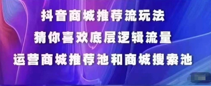 抖音商城运营课程，猜你喜欢入池商城搜索商城推荐人群标签覆盖