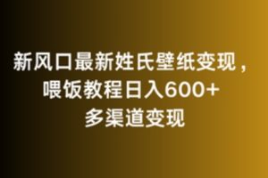 新风口最新姓氏壁纸变现，喂饭教程日入600+【揭秘】