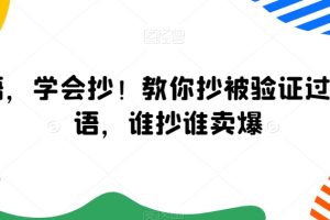 广告语，学会抄！教你抄被验证过的广告语，谁抄谁卖爆