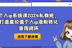 个人ip系统课2024私教班，打造高价值个人ip涨粉转化变现闭环