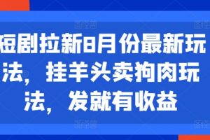 短剧拉新8月份最新玩法，挂羊头卖狗肉玩法，发就有收益