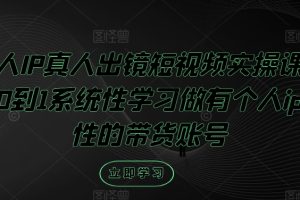 个人IP真人出镜短视频实操课，从0到1系统性学习做有个人ip属性的带货账号