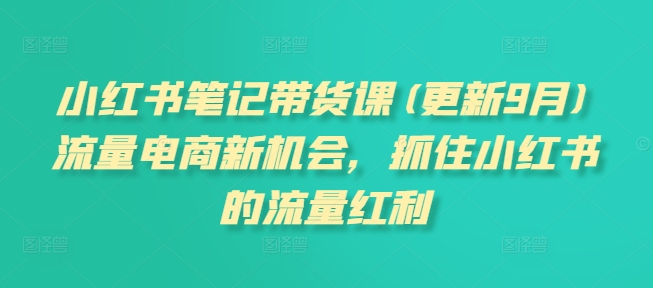 小红书笔记带货课(更新10月)流量电商新机会，抓住小红书的流量红利