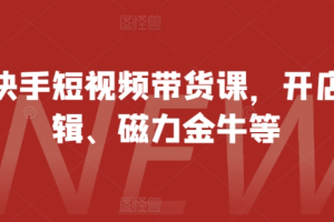 最新快手短视频带货课，开店、剪辑、磁力金牛等