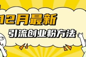 12月最新引流创业粉方法，方法非常简单，适用于多平台