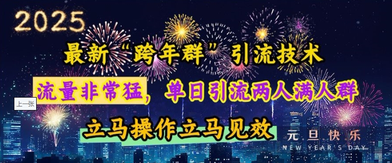 最新“跨年群”引流，流量非常猛，单日引流两人满人群，立马操作立马见效【揭秘】